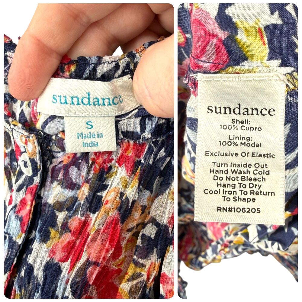 Sundance Clarisse Floral Dress Small Midi Tiered Smocked Waist Cottagecore Boho - Picture 9 of 9